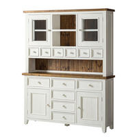 BUFFETSCHRANK - Kiefer massiv - Weiß/Kieferfarben, Holz (159/200/40cm) - home24