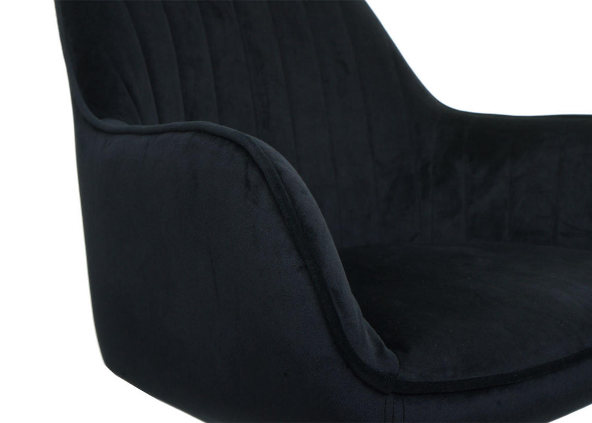 DREHSTUHL HxBxT 87x58x58cm Sitzhöhe 46cm Samt mit Armlehne goldenes Fußkreuz Schwarz - Schwarz, Textil (58/87/58cm) - PROREGAL