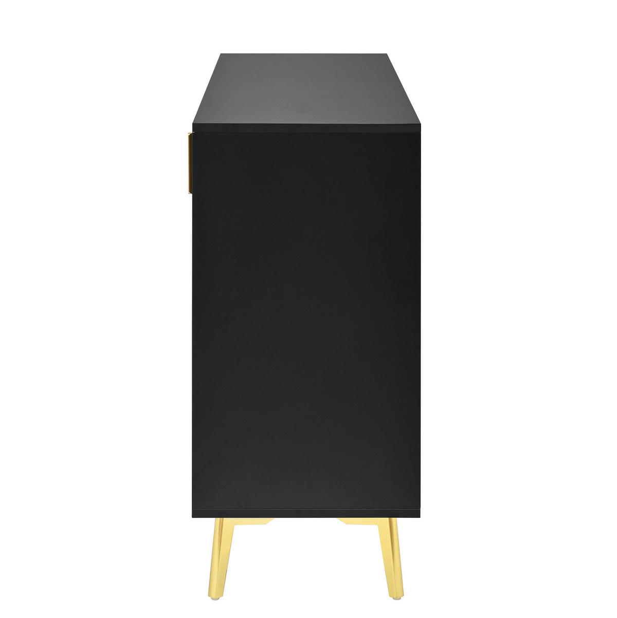 SIDEBOARD aus MDF 140x38x82 cm Schwarz mit 4 Türen, 4 Schubladen und goldfarbenen Akzenten - Schwarz, Holzwerkstoff (140/82/38cm) - IVMEU
