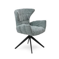 ESSZIMMERSTUHL 2er Set Sitzfläche 360° drehbar, Mikrofaser Blau - Blau, Textil/Metall (65/89/66cm) - Elementi