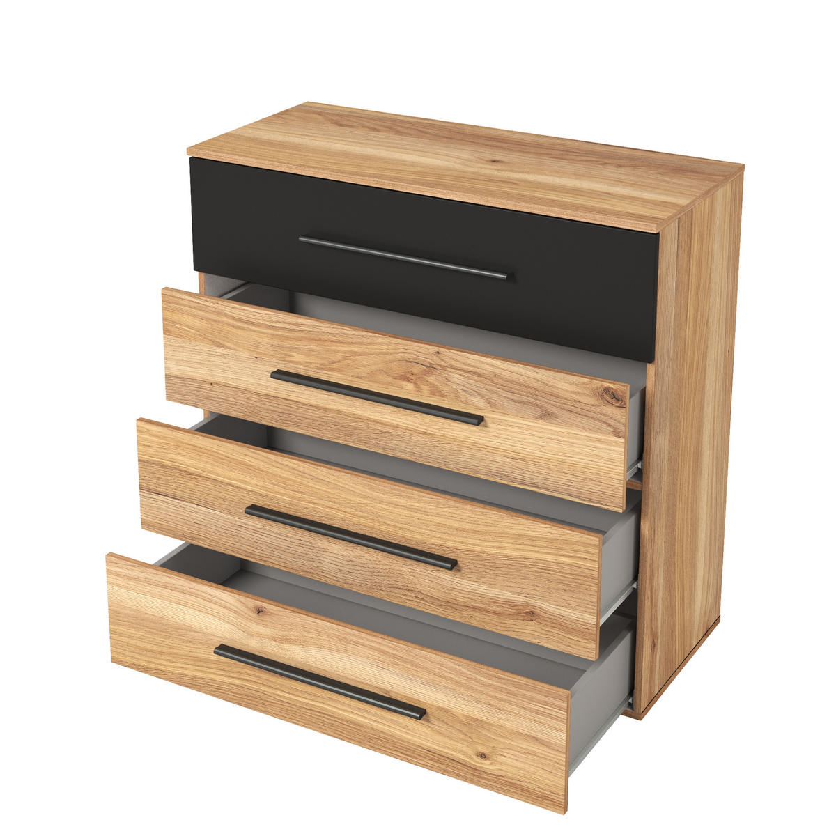 KOMMODE BETTINA 91/92/40 cm mit 4 Schubladen Eichefarben - Eichefarben, Holzwerkstoff (91/92/40cm) - MASSENO