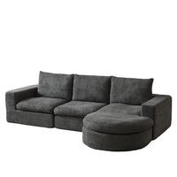 ECKSOFA 250/160/80 cm Sofa grau aus Chenille mit Chaiselongue und Nackenkissen - Grau, Textil (160/250cm) - OKWISH
