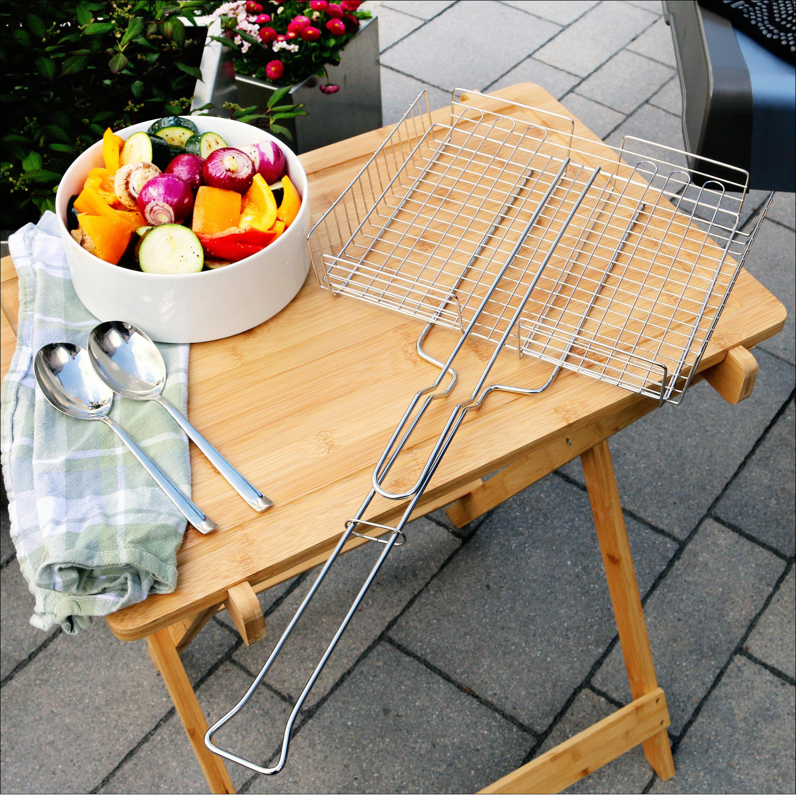 GRILLKORB, silber, Edelstahl - Edelstahlfarben, Metall (61/32.5/6.5cm) - bremermann