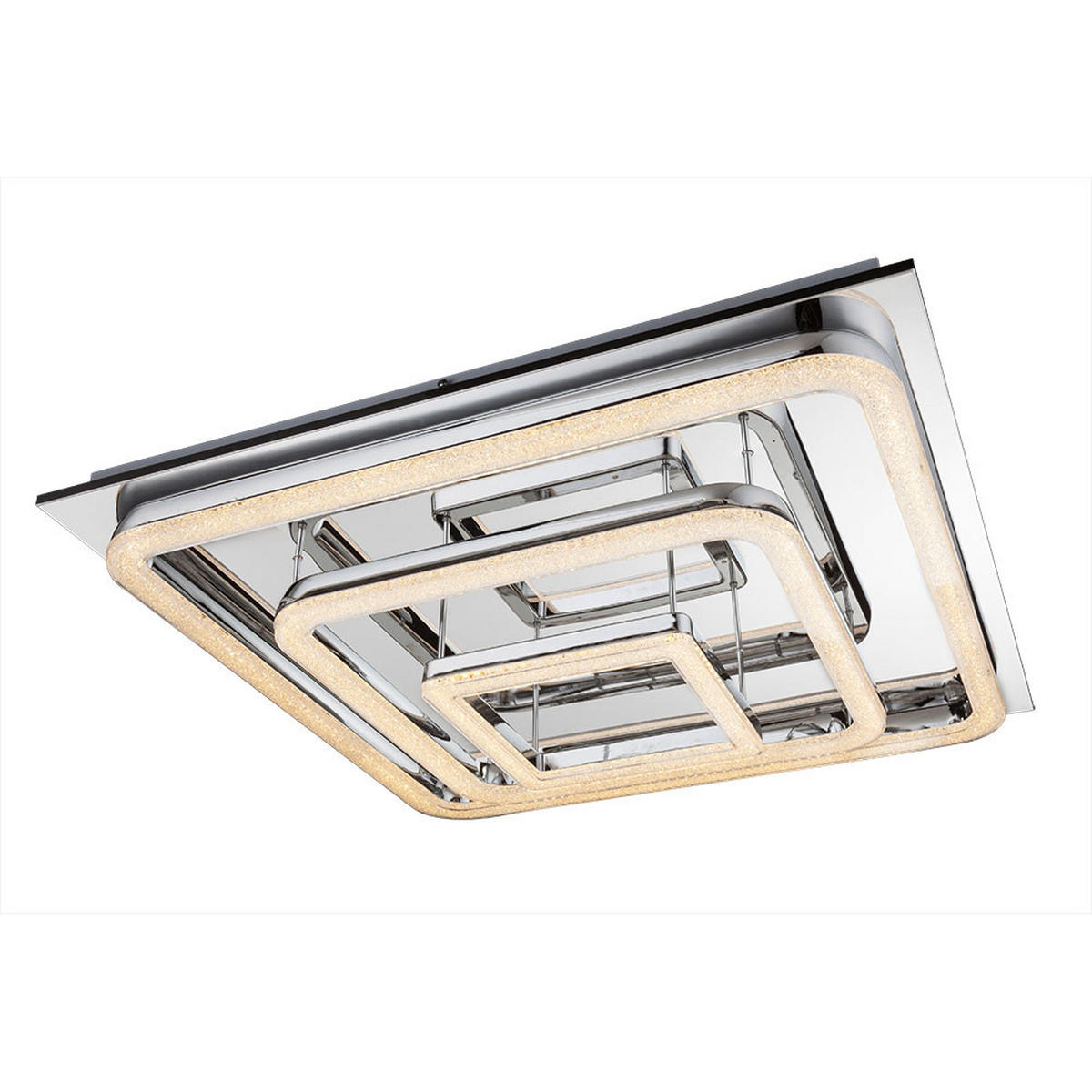 LED DECKENLEUCHTE RETA Silber Kristalloptik - Silberfarben, Metall (70/70/14.5cm) - Globo Lighting