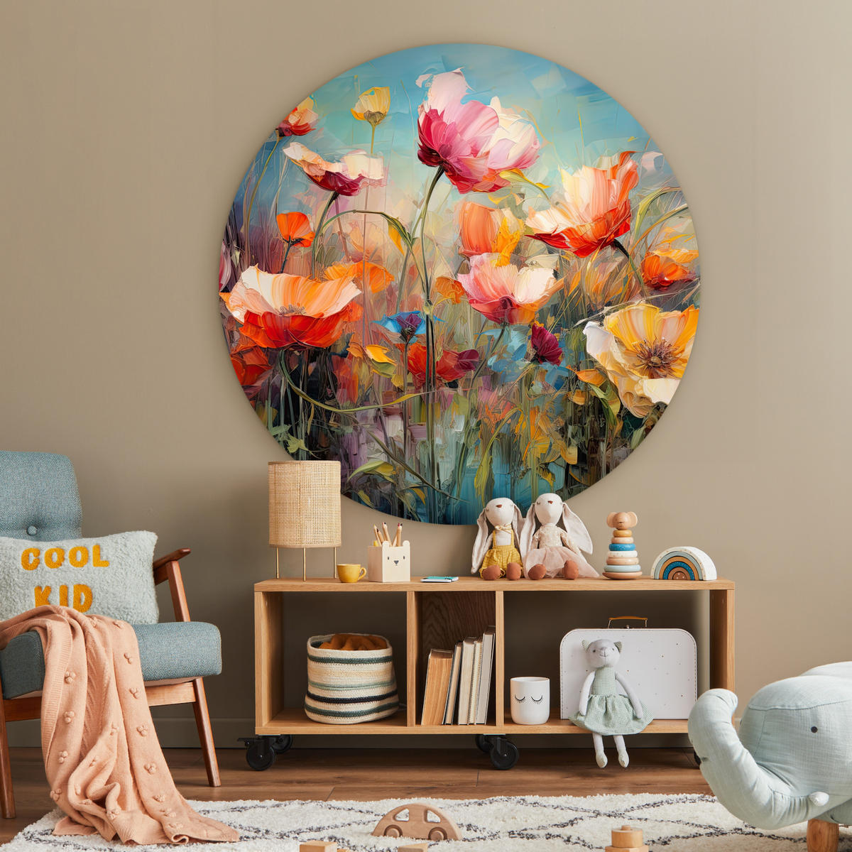 WANDBILD Blumen - Aquarell - Kunst - Botanisch - Natur 140x140 cm - Orange, Kunststoff (140/140cm) - MuchoWow