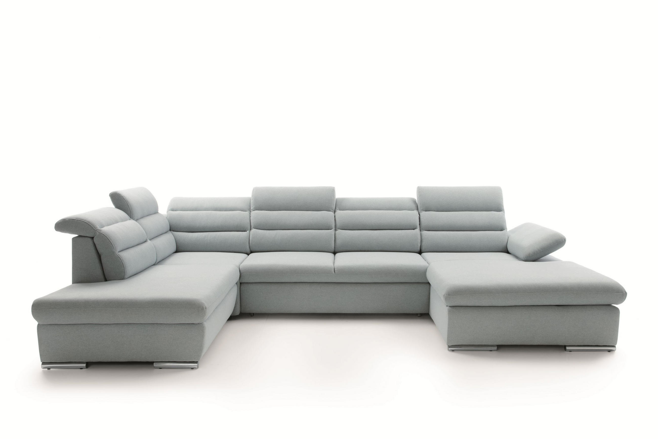 WOHNLANDSCHAFT RISO Blau Velours-Stoff mit Schlaffunktion - Blau, Holz (356/100/230cm) - MASSENO