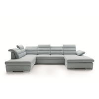 WOHNLANDSCHAFT RISO Blau Velours-Stoff mit Schlaffunktion - Blau, Holz (356/100/230cm) - MASSENO