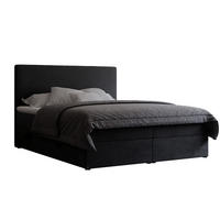 BOXBETT GIULIA 160/200 cm mit Matratze und Topper, Schwarz - Schwarz, Textil (160/200cm) - Idohome