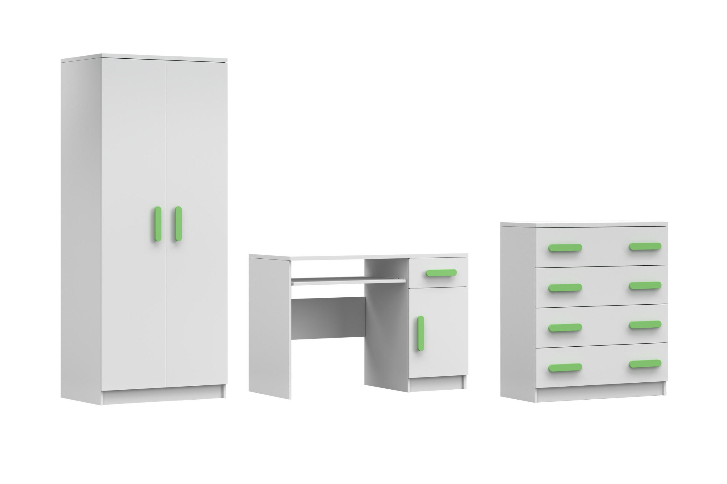 Deine Möbel 24 Kinderzimmer-Set Weiß, Grün 270x50x192 cm