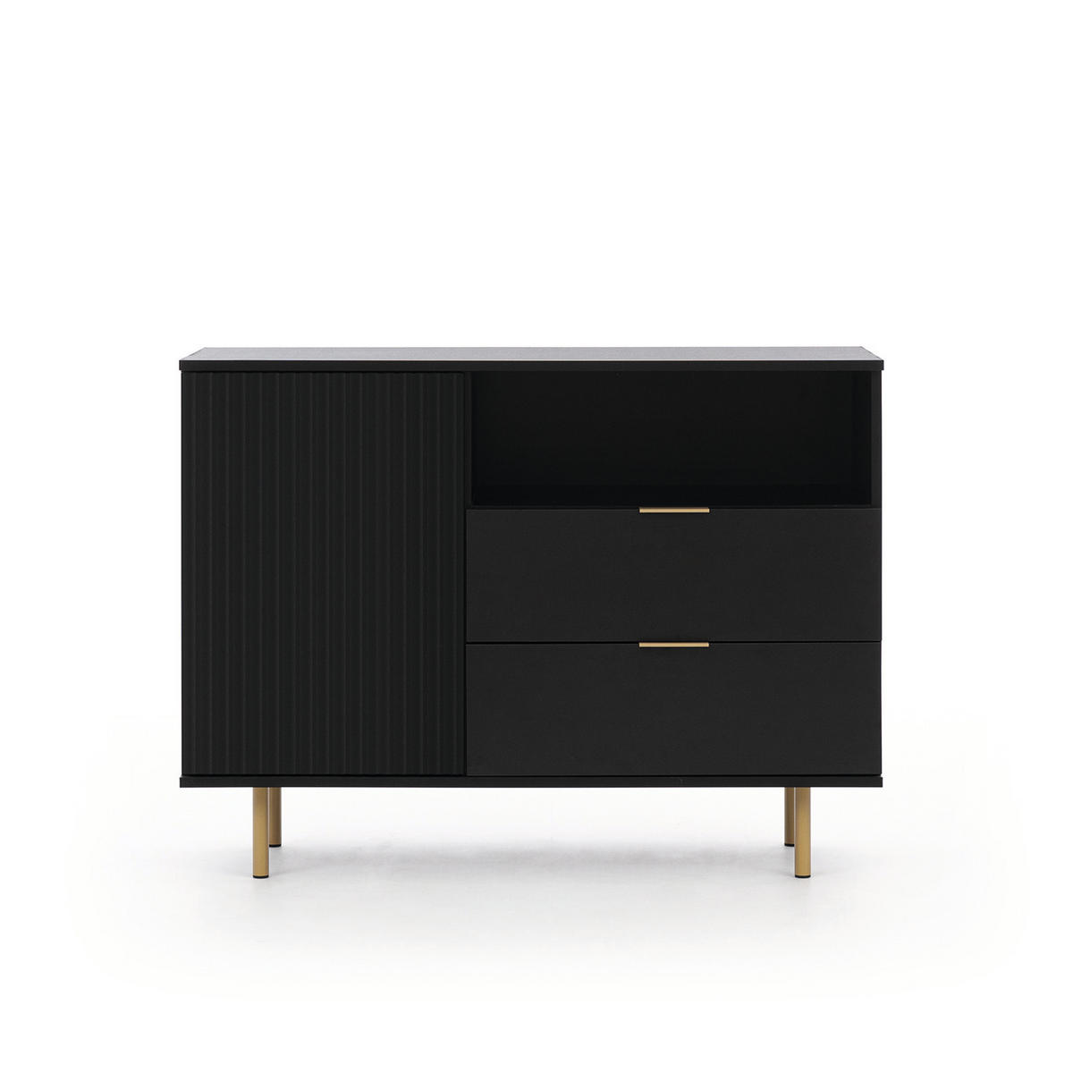 KOMMODE Bianco 107 Schwarz - Schwarz, Holzwerkstoff (107/80/41cm) - Bettso