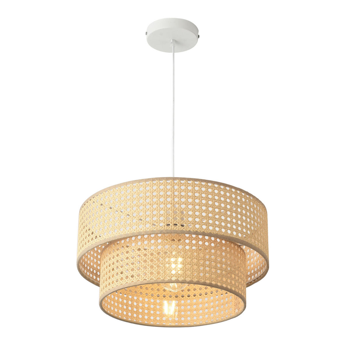 HÄNGELEUCHTE Ascot - Beige/Weiß, Kunststoff/Metall (40/40/160cm) - lux.pro