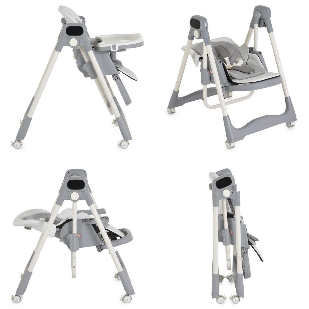 HOCHSTUHL Fuji Babyschaukel grau Rollen klappbar Fernbedienung Lätzchen - Grau, Metall (57/83/60cm) - Moni