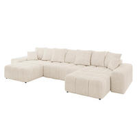 WOHNLANDSCHAFT ENIL-U 390x175x84 Beige Cord - Beige, Holzwerkstoff/Kunststoff (390/84/175cm) - ALTDECOR
