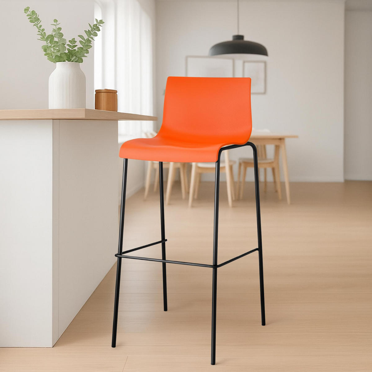 BARHOCKER Kunststoff Orange - Schwarz/Orange, Kunststoff/Metall (43/100/48cm) - CLP