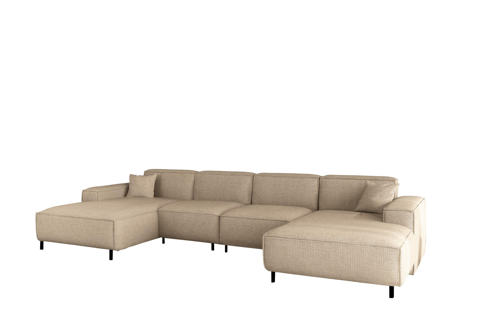 WOHNLANDSCHAFT Gloria In Artico - Beige, Holzwerkstoff/Textil (378/73/165cm) - Fun Möbel