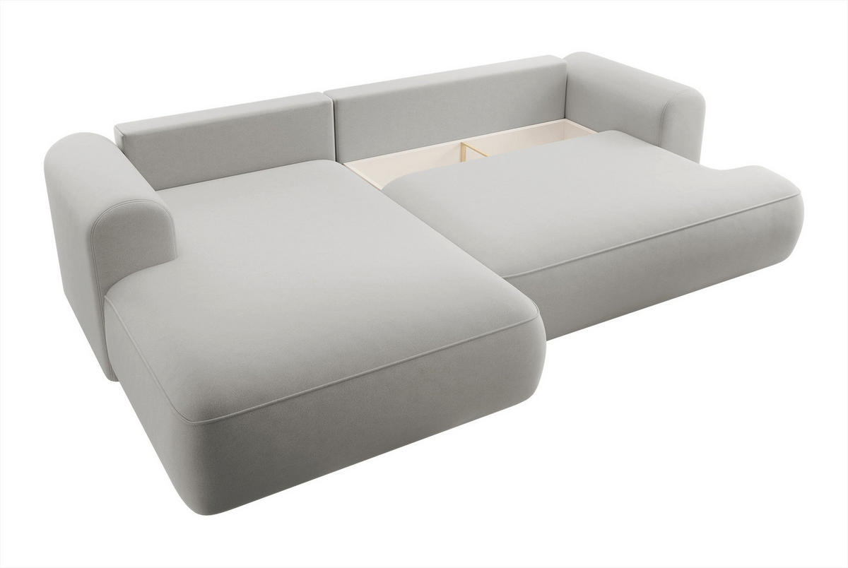 ECKSOFA Ovo Grau Velours - Schwarz/Grau, Kunststoff/Textil (260/165cm) - Selsey