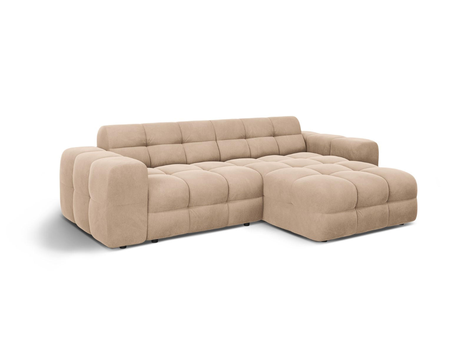 ECKSOFA rechts Kendal aus Samt mandelbeige 4 Sitzplätze - Cappuccino, Textil (173/256cm) - Micadoni