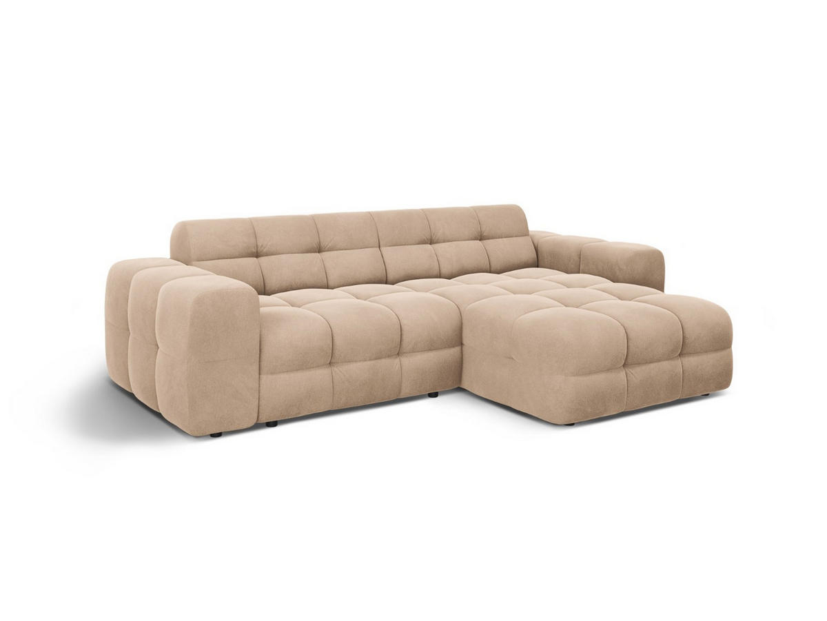 ECKSOFA rechts Kendal aus Samt mandelbeige 4 Sitzplätze - Cappuccino, Textil (173/256cm) - Micadoni