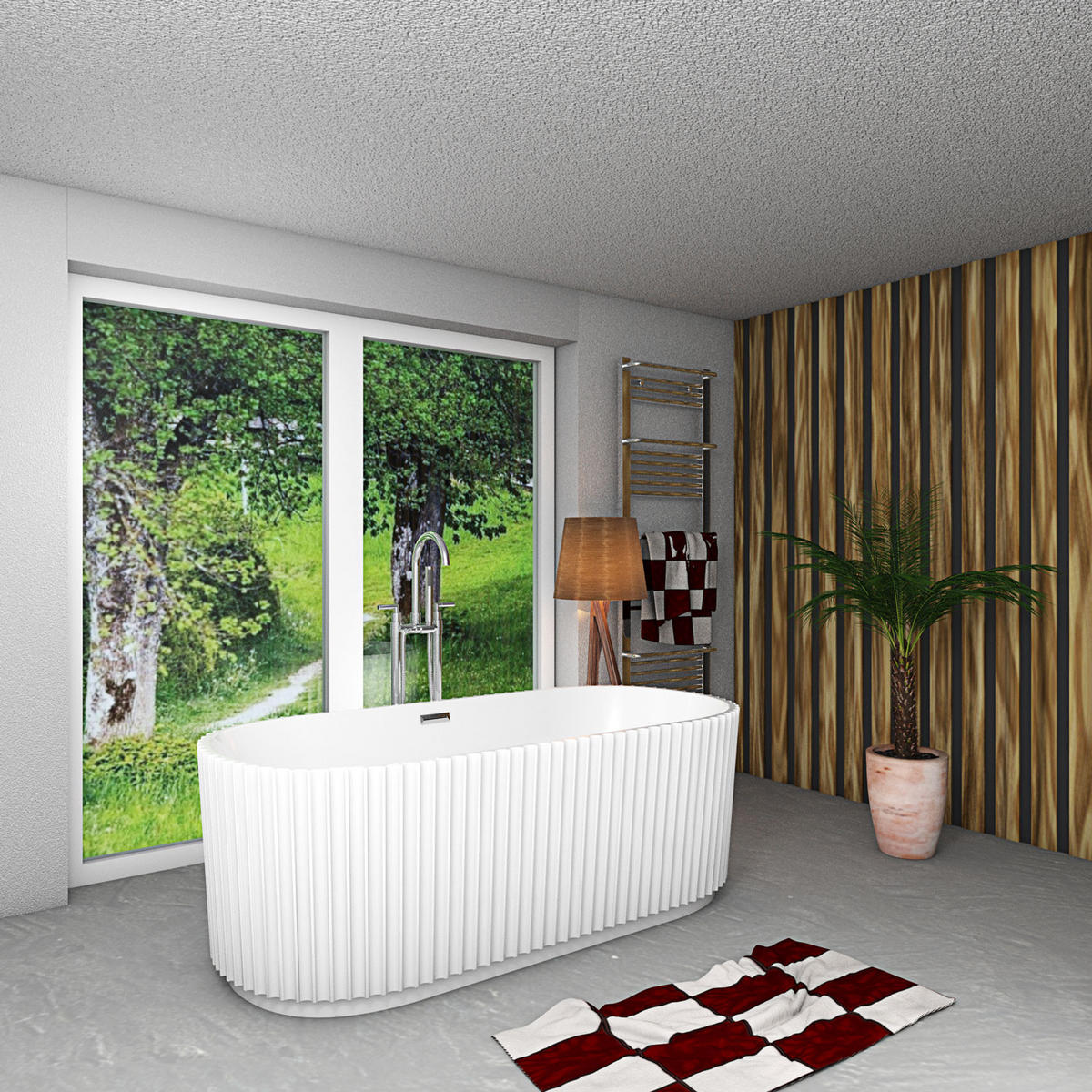 BADEWANNE freistehend F08 Armatur AF03 - Weiß, Glas/Kunststoff (80/58/170cm) - AcquaVapore by Sandra Jentho