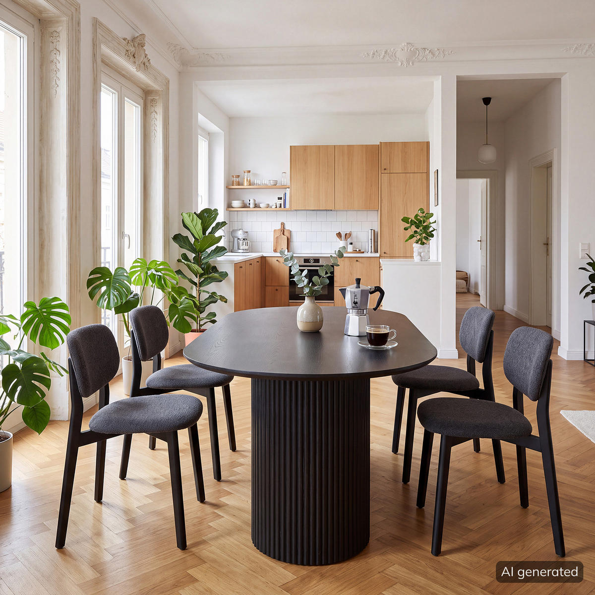 ESSTISCH - oval - Eichefarben/Schwarz, Holzwerkstoff (90/160/75cm) - home24