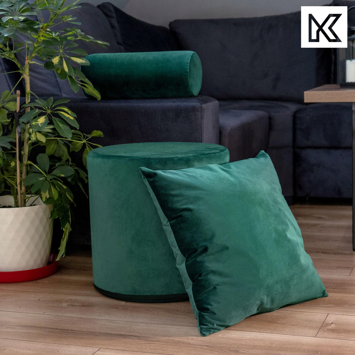 DEKOKISSEN, Grün - Grün, Textil (46/46cm) - KADAX