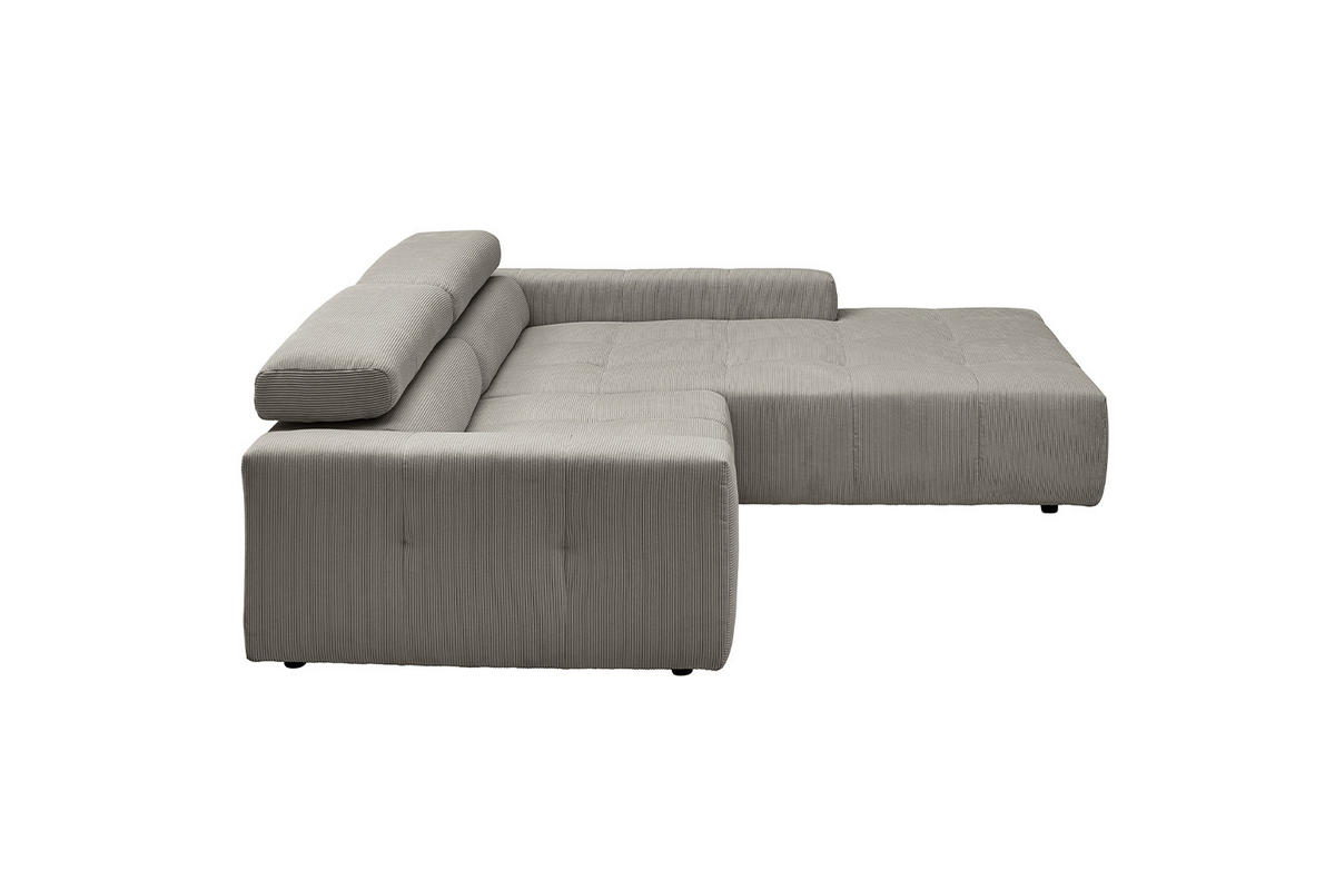 ECKSOFA MIT MOTORISCHEM SITZVORZUG RENO Grau Cord - Schwarz/Grau, Kunststoff/Textil (258/217cm) - KAWOLA
