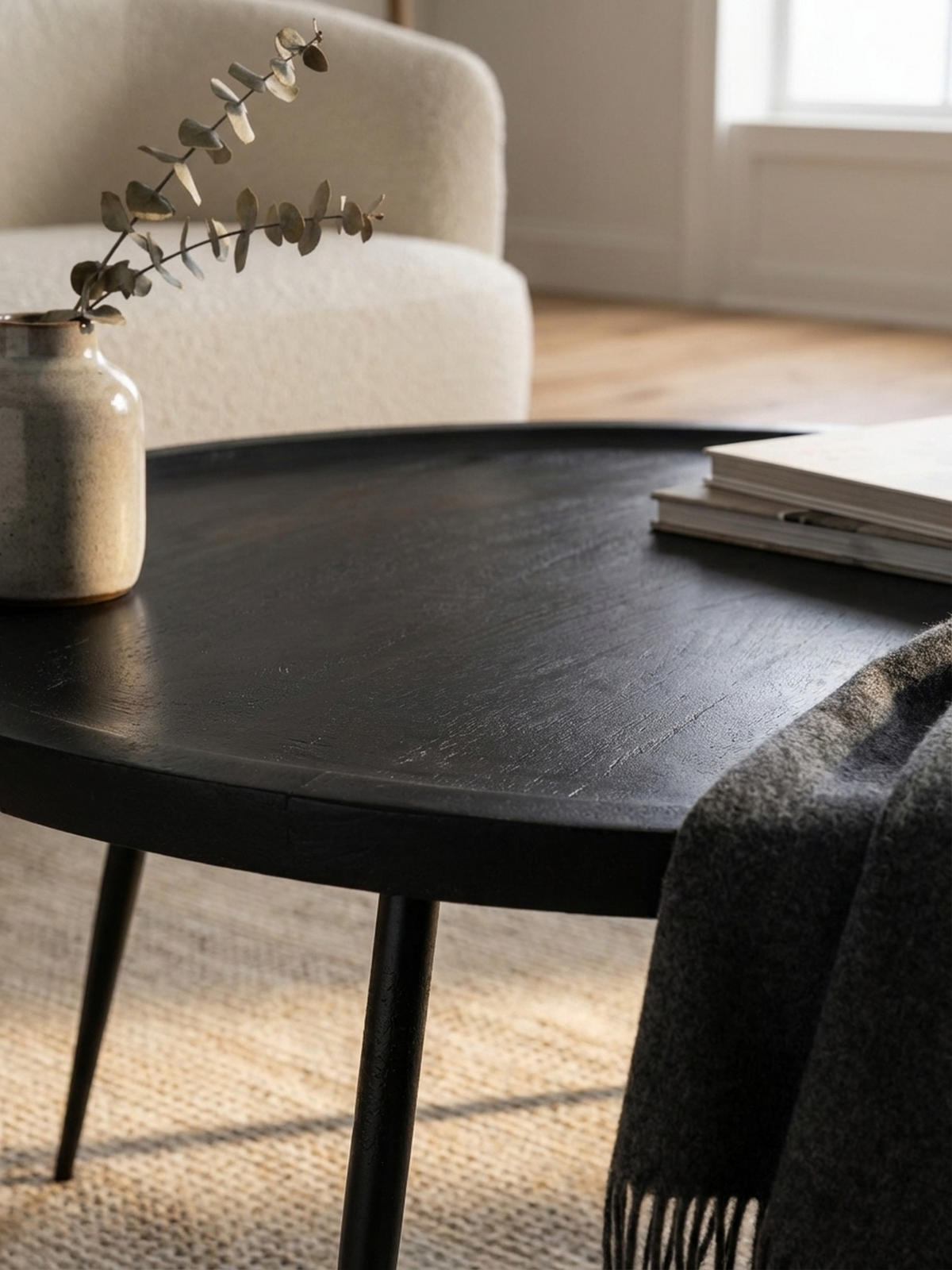 COUCHTISCH in Schwarz aus Metall und massivem Mangoholz mit natürlicher Maserung, 75x75x38 cm - Schwarz, Holz/Metall (75/75/38cm) - KADIMA DESIGN