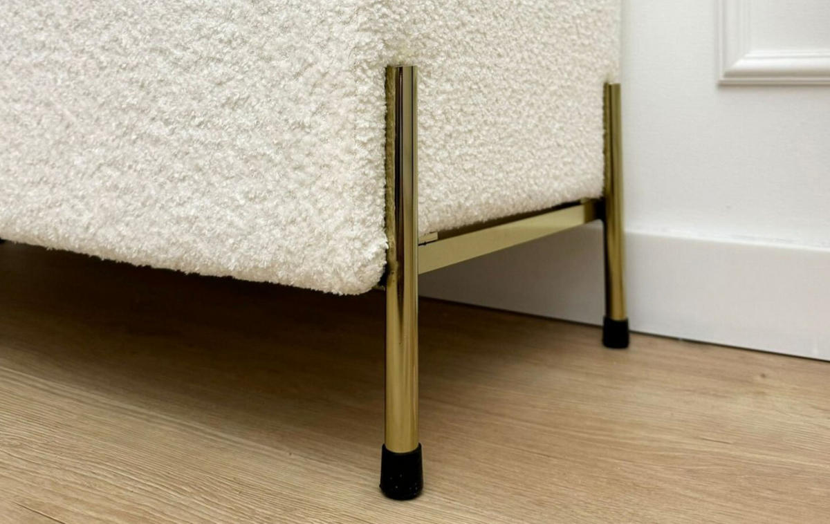 HOCKERBANK Borgo Mit Stauraum, Boucle Creme, Metal Gold - Ecru/Goldfarben, Holzwerkstoff/Metall (80/46/37cm) - Dancan