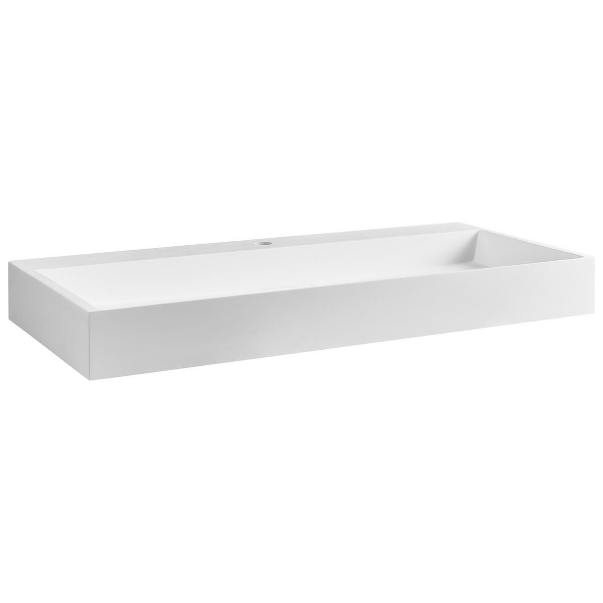 HÄNGEWASCHBECKEN Weiß 100/46 cm Mineralguss Quenko - Weiß, Naturmaterialien (100/12/46cm) - Beliani