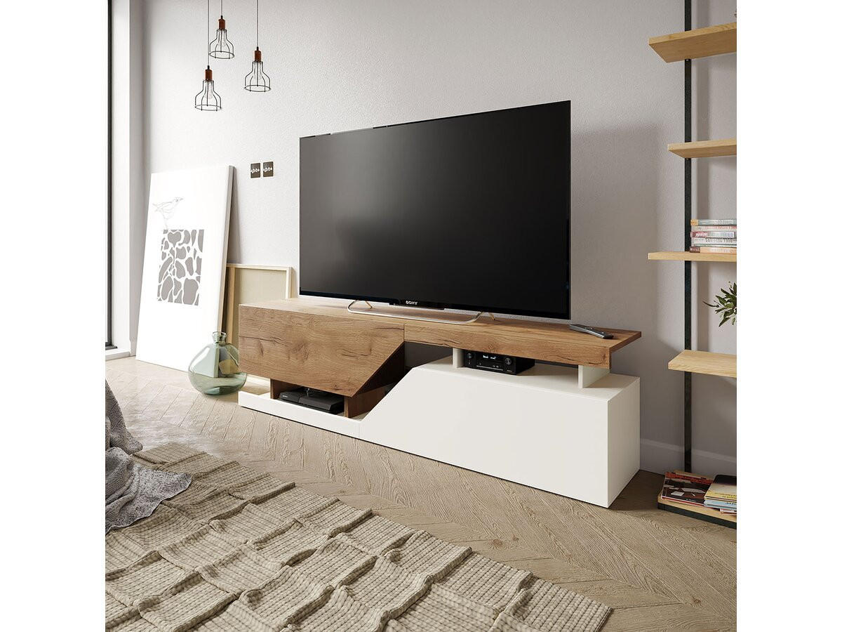 TV-MÖBEL Ceelias Weiß-Dunkelbraun - Dunkelbraun/Weiß, Holz (160/35/46cm) - Habitat Garten