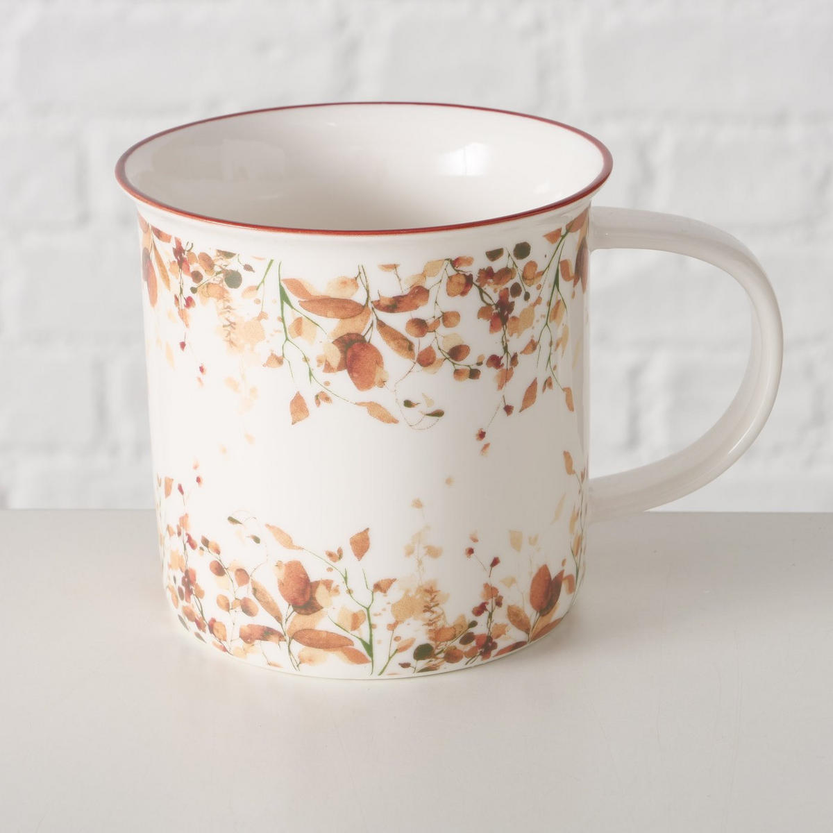 PORZELLANBECHER mit farbigem Rand Bernada Muster 2 320 ml 13/9,5/9 cm - Multicolor, Keramik (0.32L) - Boltze Home