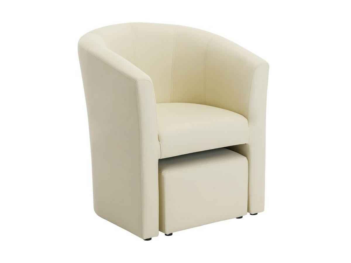 LOUNGE-SESSEL & Hocker - Kunstleder - Beige - JOVANA - Beige, Leder (64/74/65cm) - Vente-Unique