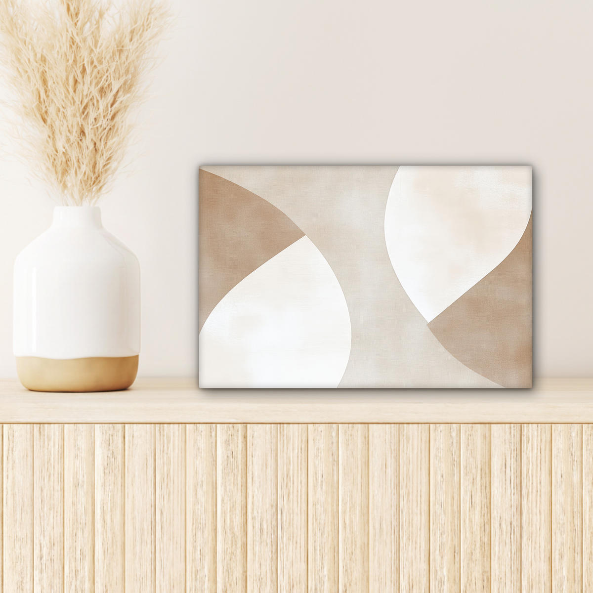 LEINWANDBILD Braun - Japandi - Abstrakt 30x20 cm - Sandfarben, Textil (30/20cm) - MuchoWow