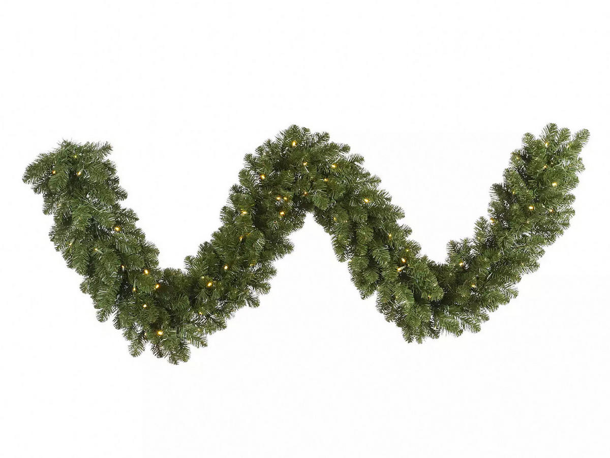 LAALU GIRLANDE Weihnachten künstlich undekoriert grün Narnia 270 cm mit LED Beleuchtung - Grün, Kunststoff (80cm) - LAALU