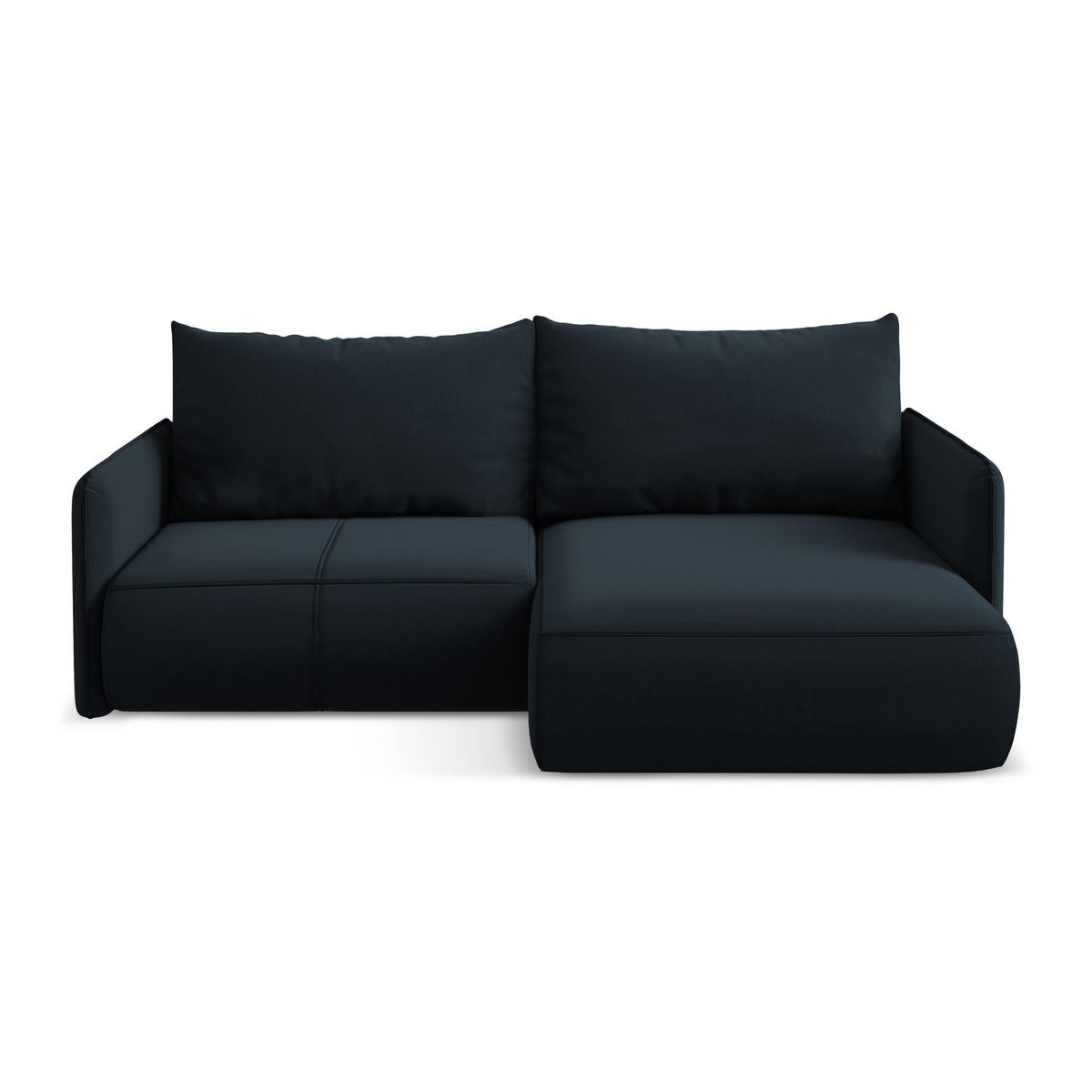 ECKSOFA mit Schlaffunktion Samt Stoff Blau - Blau/Schwarz, Kunststoff/Textil (207/148cm) - LaMiaSofa