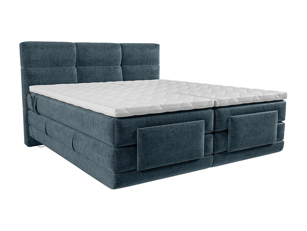 BOXSPRINGBETT - 2 Personen - stoff - blau Lodi - Blau, Textil (90/200cm) - Vente-Unique