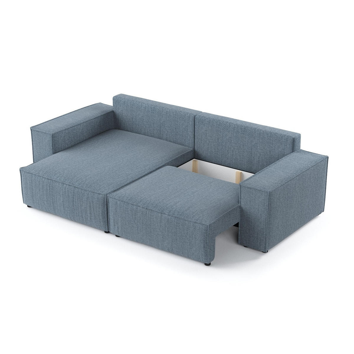 ROHOVÁ SEDAČKA SENSO, textil, Modrošedá - černá/šedohnědá, dřevo/kompozitní dřevo (255/148cm) - AltaBeds