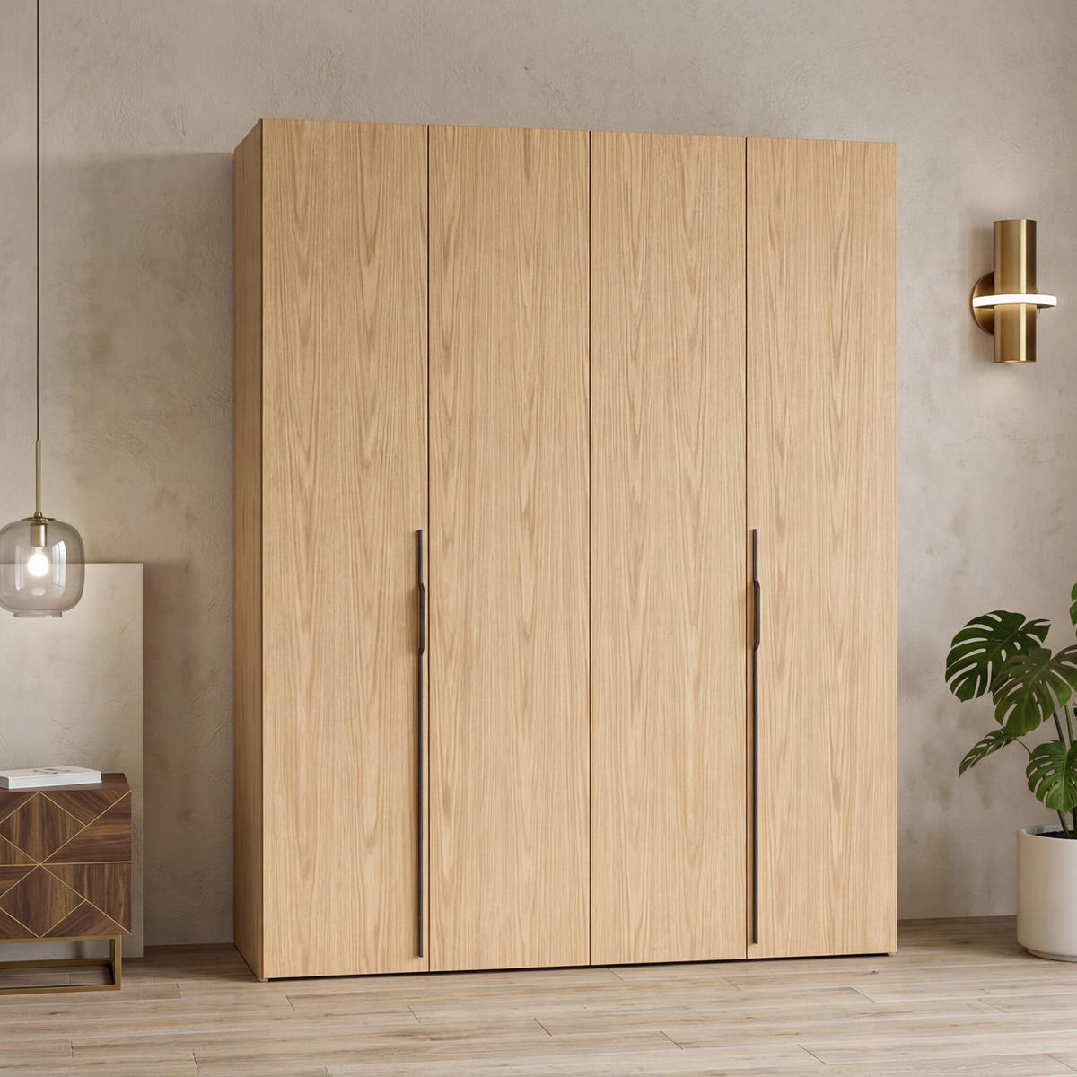 DREHTÜRENSCHRANK ANCONA 170/240/58cm 4-türig Eichefarben - Eichefarben, Holzwerkstoff (170/240/58cm) - MASSENO