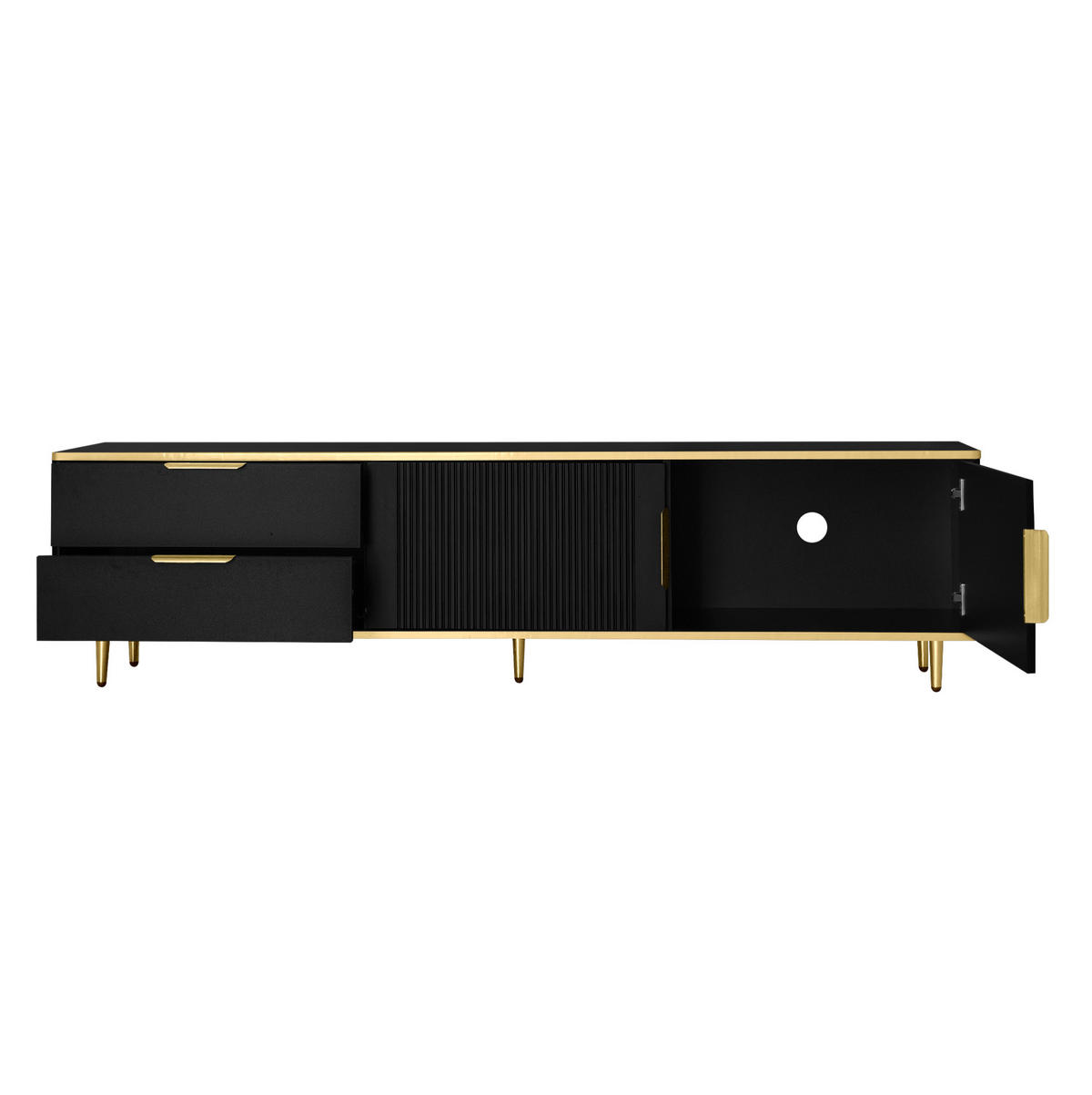 TV-ELEMENT mit 2 Schubladen 170 cm Schwarz-Gold - Schwarz, Holzwerkstoff (37/45/170cm) - Beauniv
