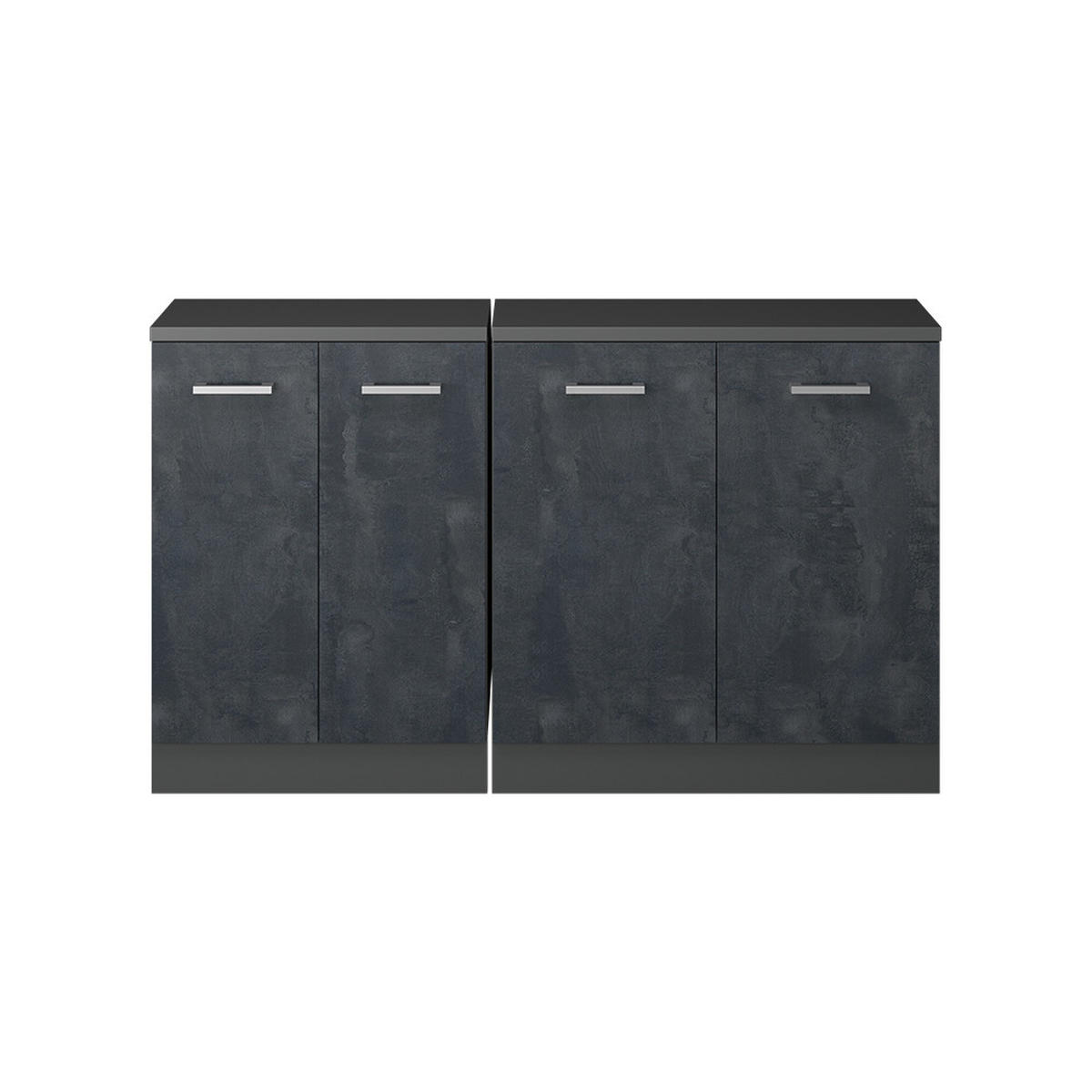 KUHINJSKI ORMAR ZA KOSINE KROVA R-Line Crni Beton 140 cm Set od 2 korpusa ormara, dubina 60 cm - crna/antracit, drvni materijal (140/83.8/60cm) - Vicco