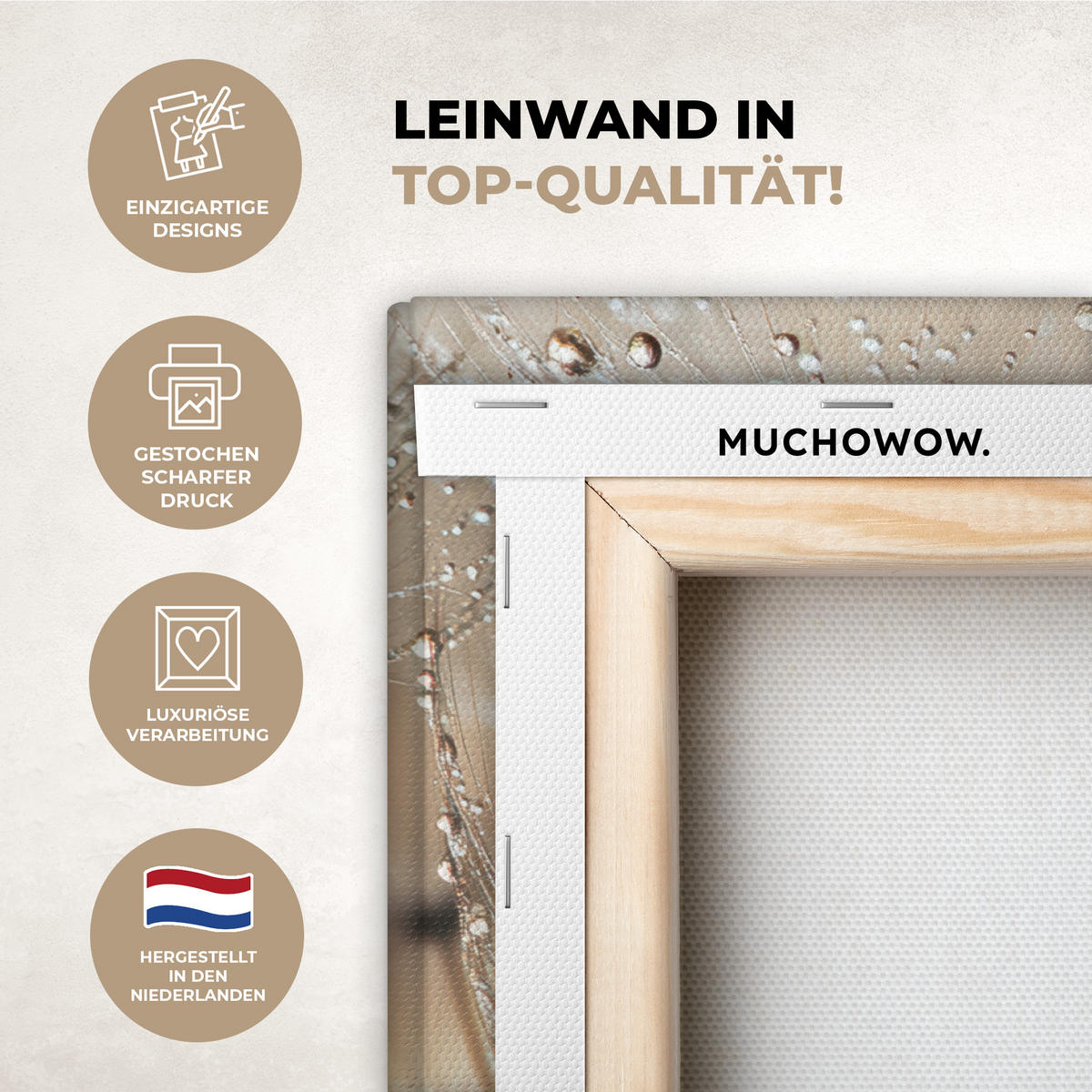 OBRAZ NA PLÁTNĚ Pampeliška - Abstraktní - Příroda - Béžová 60x40 cm - hnědá, textil (60/40cm) - MuchoWow