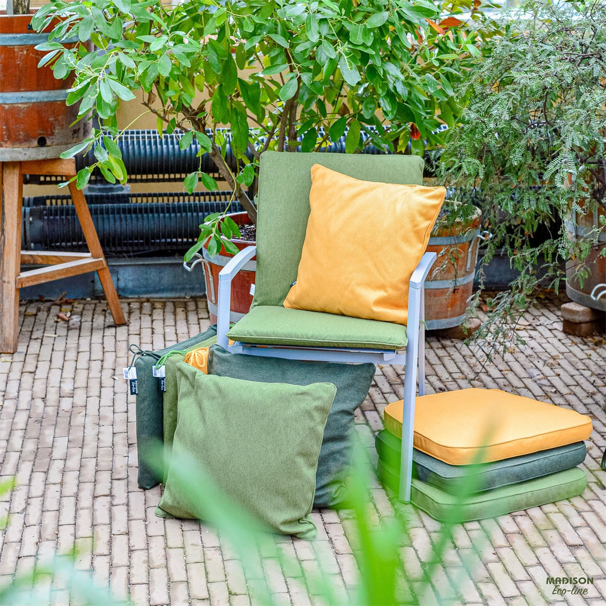 GARTENSTUHLKISSEN Canvas 97/49 cm 4er-Set - Gelb, Textil (49/6/97cm) - Madison