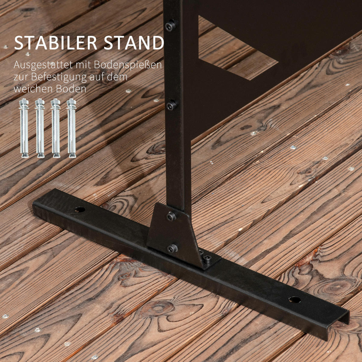 GARTENSICHTSCHUTZ, Stahl, Schwarz - Schwarz, Metall (45/198cm) - Outsunny