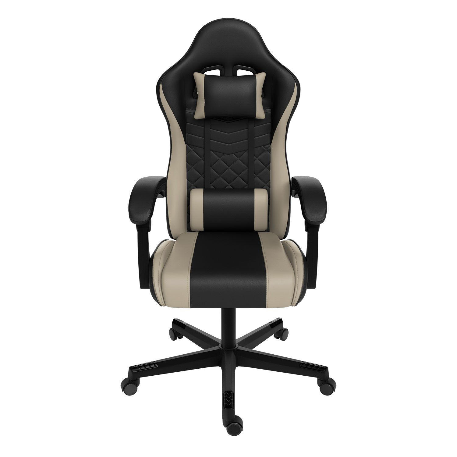 GAMINGSTUHL HyperSeat schwarz/beige - Beige/Schwarz, Kunststoff (63/131/121cm) - Juskys