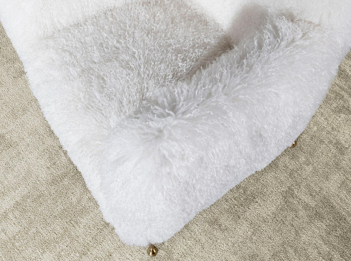 SESSEL Sessel aus weißem Langflor-Stoff 93/82/91 cm - Goldfarben/Weiß, Textil/Metall (93/91/82cm) - ANGEL CERDA