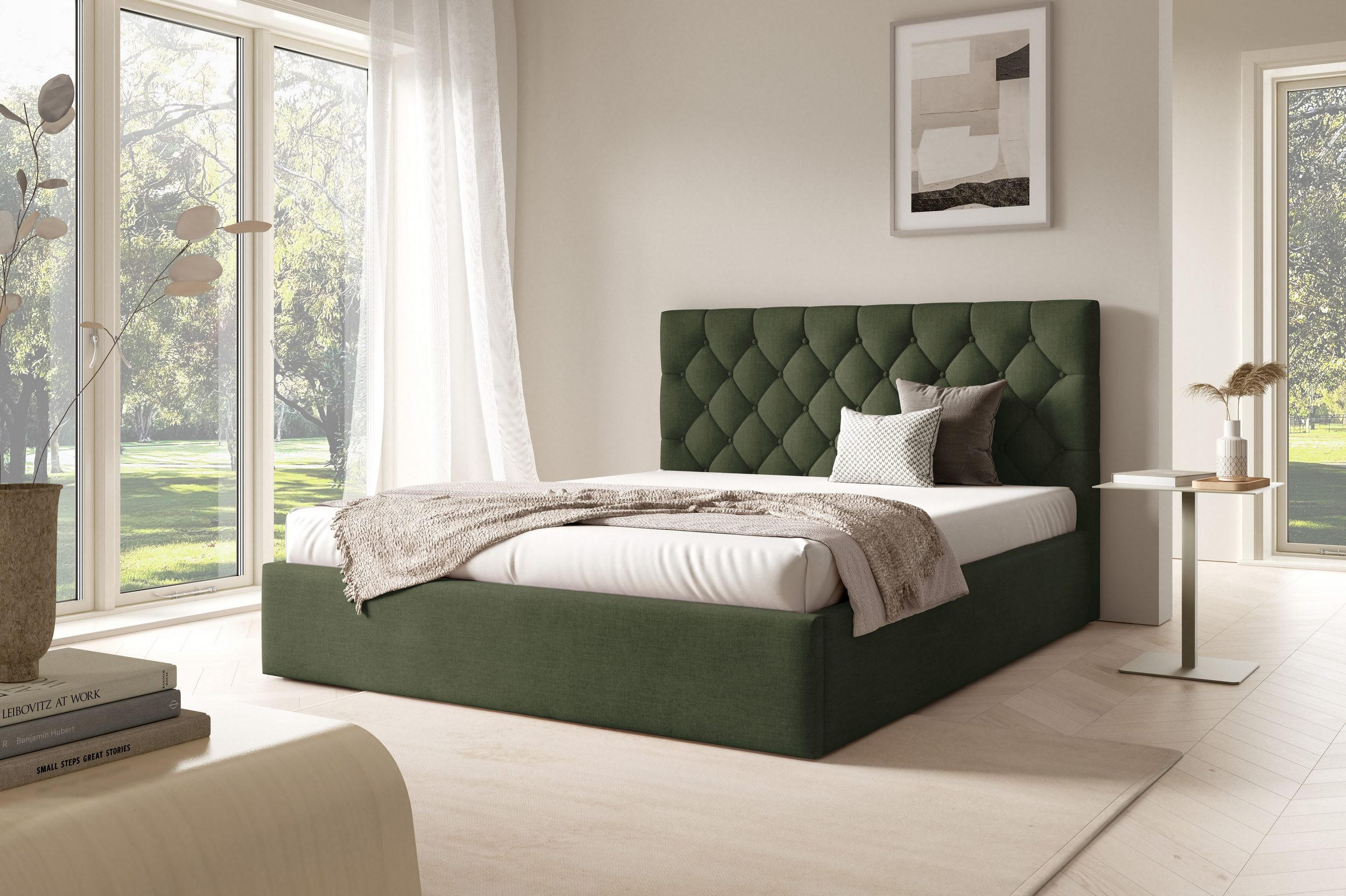 POLSTERBETT BEZA IV - Dunkelgrün - Dunkelgrün, Holz/Textil (140/200cm) - AN-Moebel 4u