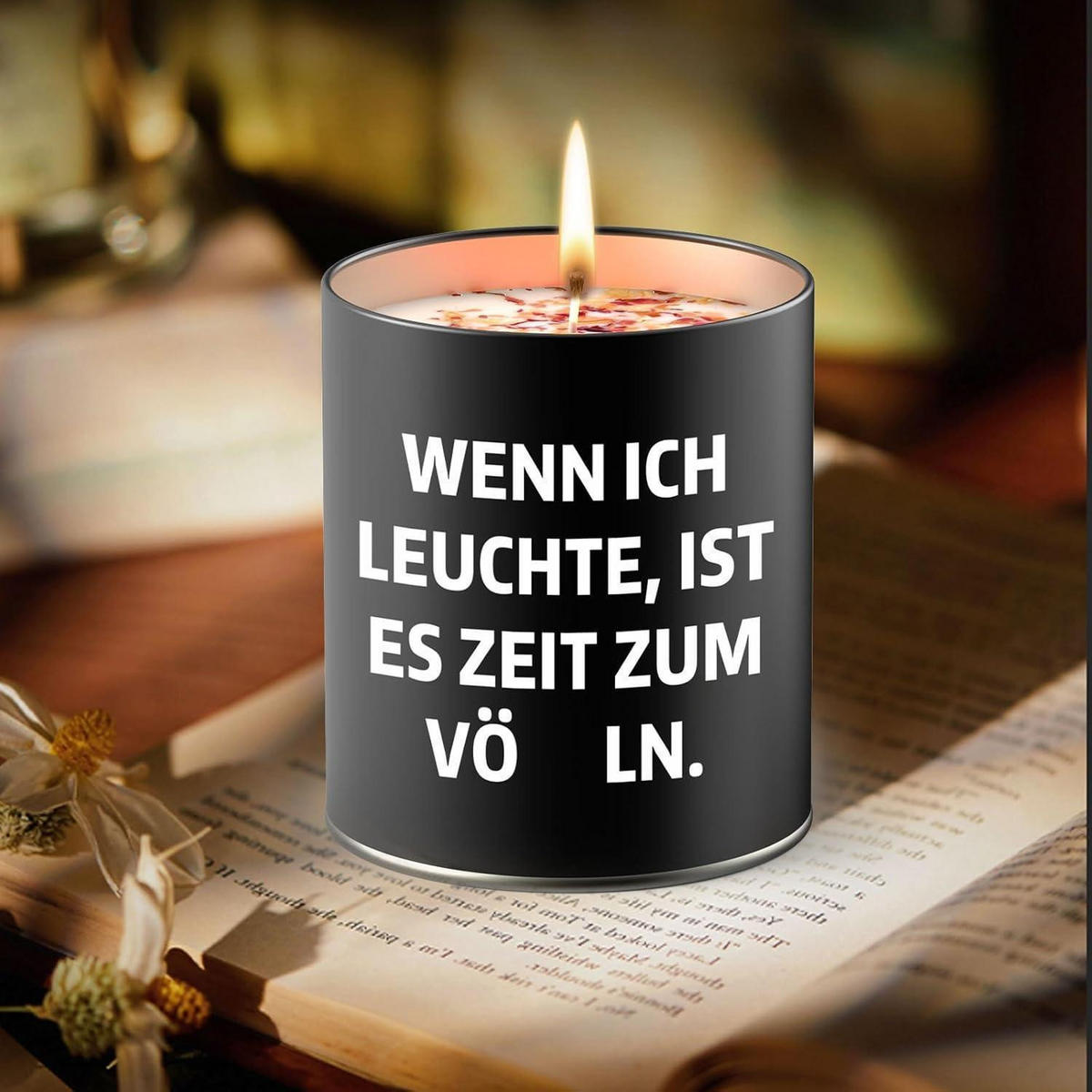 DUFTKERZE im Glas Holzduft 9oz - Schwarz, Paraffin (6cm)
