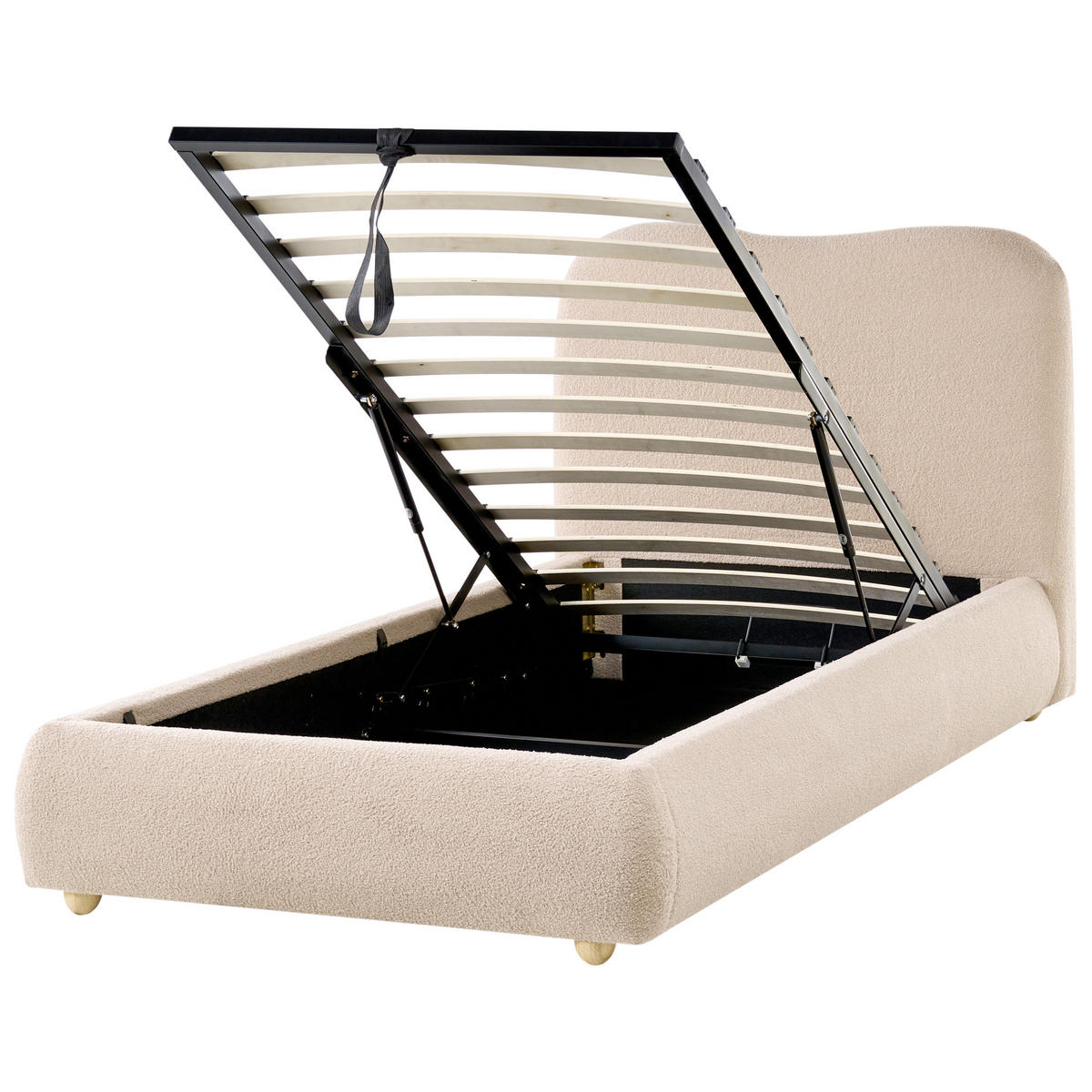 BETT mit Stauraum 90/200 cm Beige Blagnac - Beige/Braun, Textil (90/200cm) - Beliani