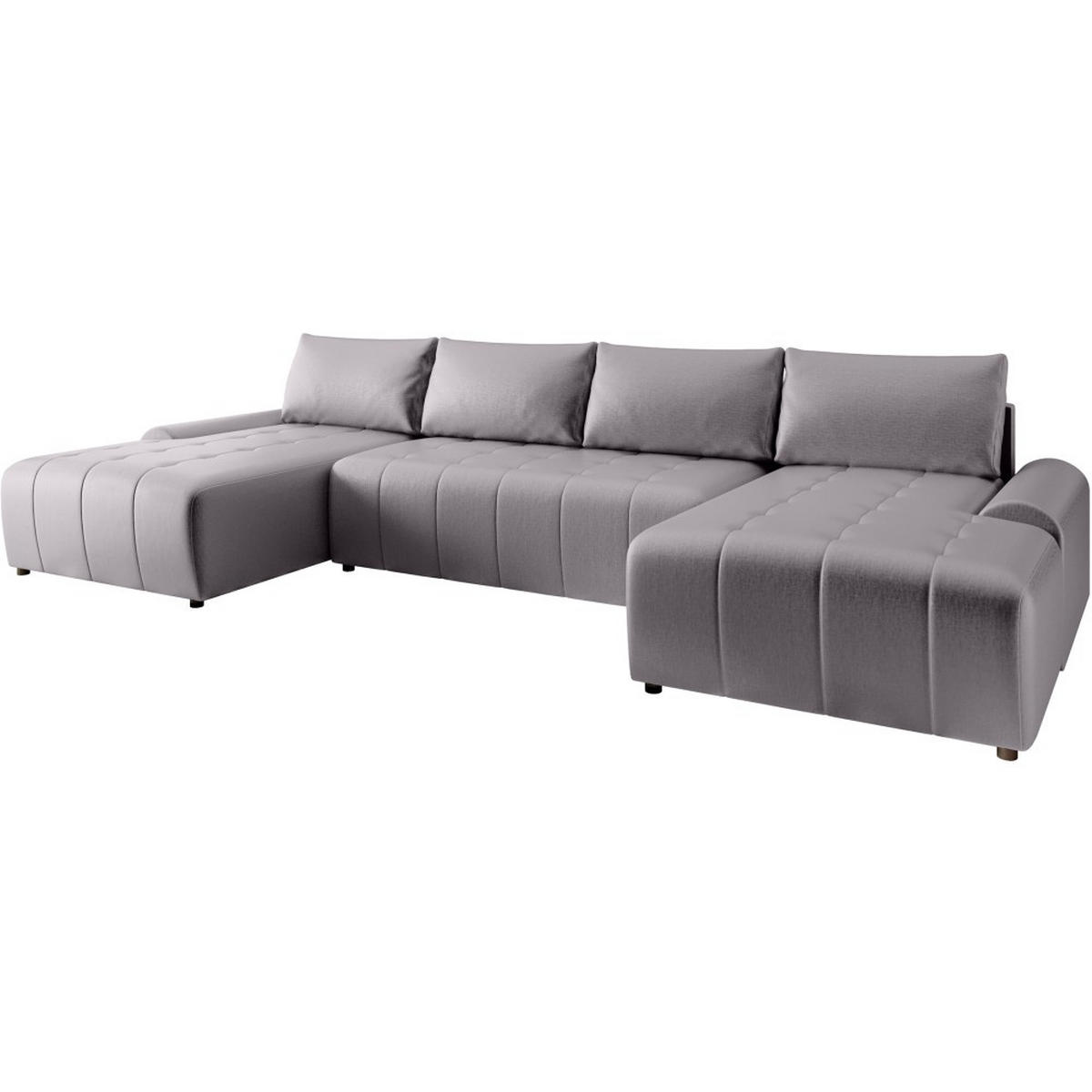 WOHNLANDSCHAFT Costa U Hellgrau - Silberfarben/Hellgrau, Kunststoff/Textil (367/80/169cm) - Beautysofa