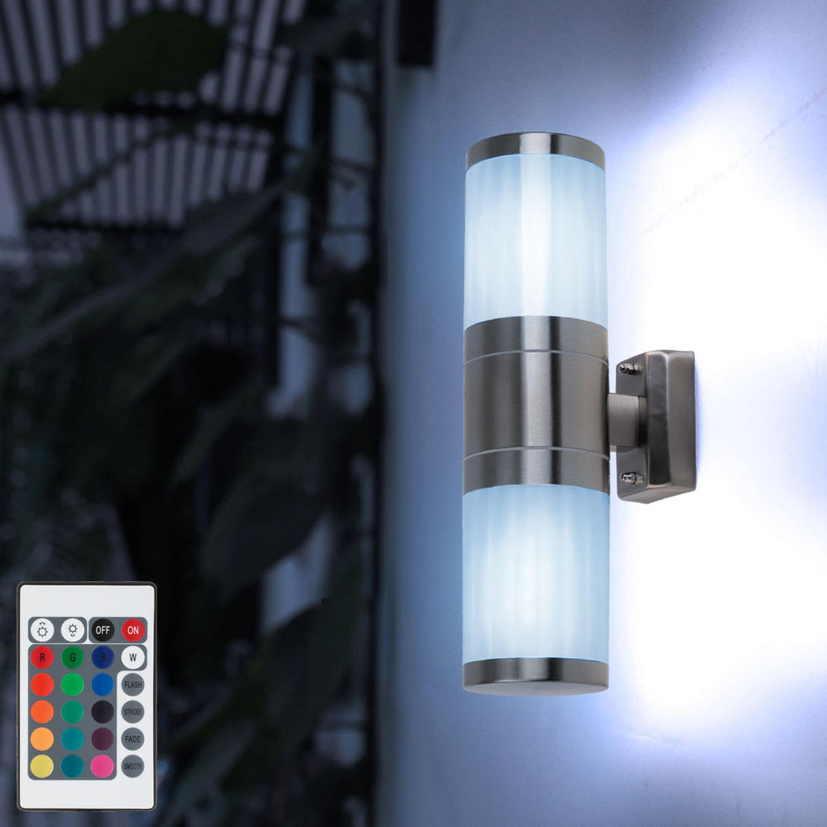 LED AUSSEN-WANDLEUCHTE Edelstahl Silber 2er Set - Silberfarben, Metall (15.5/38/15.5cm) - Globo Lighting